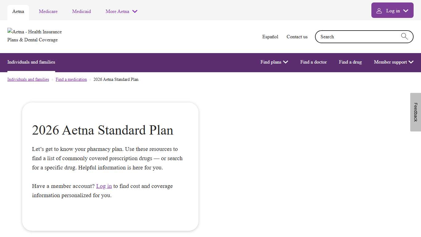 Find a Medication for 2026 Aetna Standard Plan