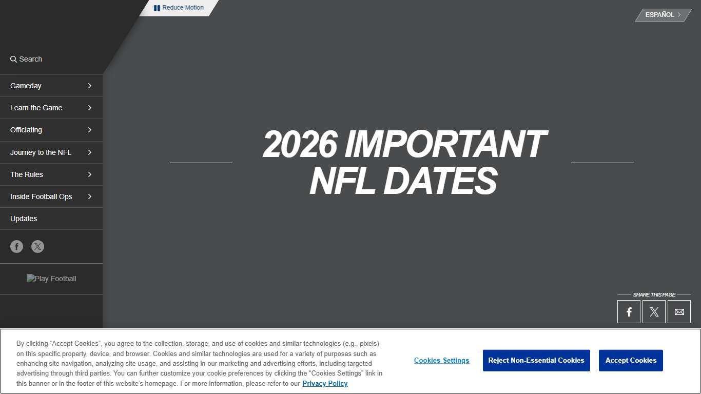 2026 Important NFL Dates NFL Football Operations
