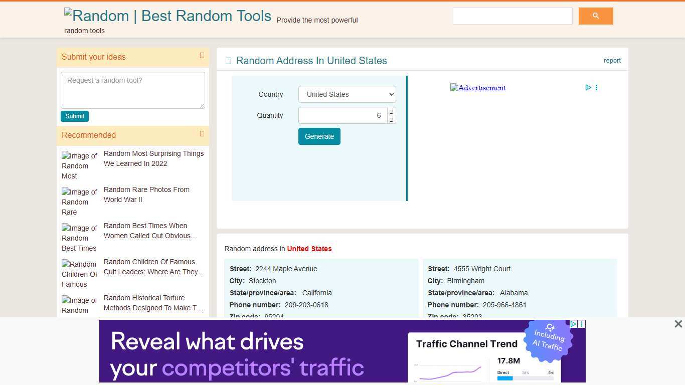 Random Address In United States Best Random Tools